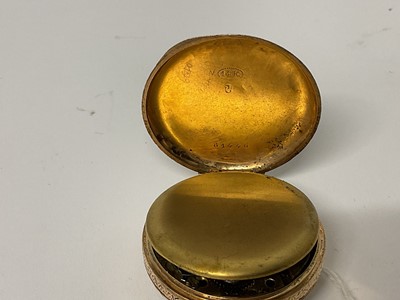 Lot 715 - 19th century Swiss gold cased fob watch