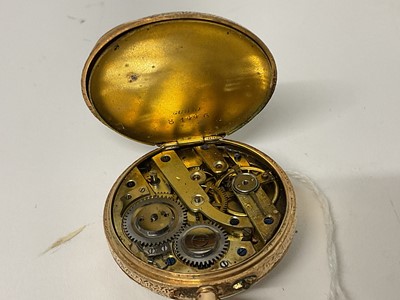 Lot 715 - 19th century Swiss gold cased fob watch