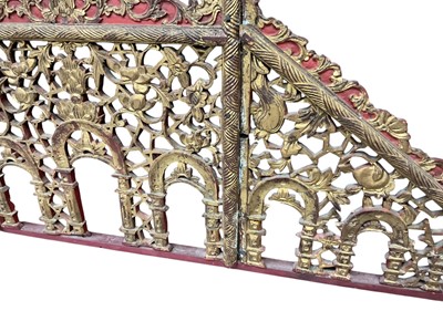 Lot 1566 - Pair of antique Chinese carved and gilt wood screen mounts