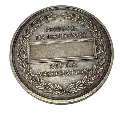 Lot 57 - Victorian Bengal Presidency Rifle Association medal / medallion, 1863 - 86, 55mm in diameter, velvet lined fitted case.