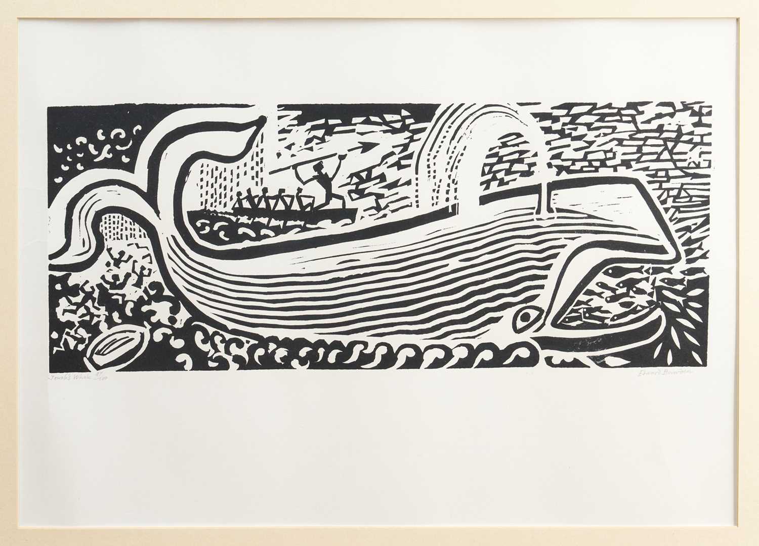 Lot 1273 - *Edward Bawden (1903-1989) signed limited edition linocut - Jonah's Whale, 87/100, 49cm x 69cm, framed