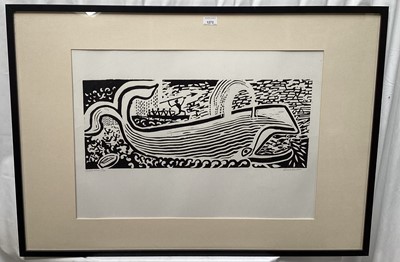 Lot 1273 - *Edward Bawden (1903-1989) signed limited edition linocut - Jonah's Whale, 87/100, 49cm x 69cm, framed