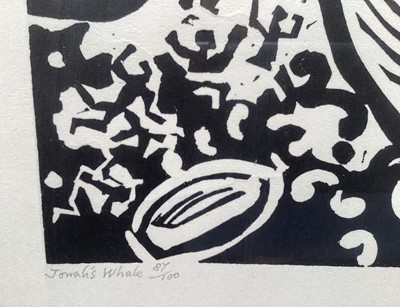 Lot 1273 - *Edward Bawden (1903-1989) signed limited edition linocut - Jonah's Whale, 87/100, 49cm x 69cm, framed