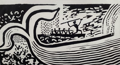 Lot 1273 - *Edward Bawden (1903-1989) signed limited edition linocut - Jonah's Whale, 87/100, 49cm x 69cm, framed