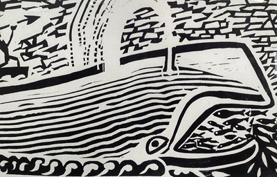 Lot 1273 - *Edward Bawden (1903-1989) signed limited edition linocut - Jonah's Whale, 87/100, 49cm x 69cm, framed