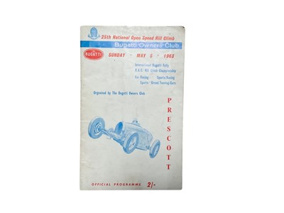 Lot 10 - Bugatti interest- 1963 Bugatti Owners Club Prescott hill climb plaque and programme (2).