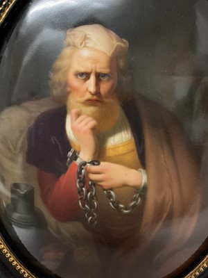Lot 13 - 19th century KPM porcelain oval plaque of Christopher Columbus