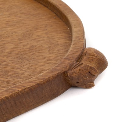 Lot 824 - Robert ‘Mouseman’ Thompson adzed oak twin handled tray