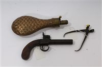 Lot 911 - 19th century percussion boxlock pocket pistol,...