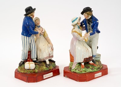 Lot 8 - Pair of early 19th century Staffordshire figures entitled Return and Departure