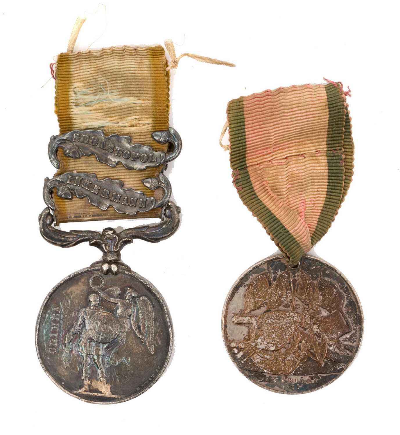 Lot 65 - Victorian Crimea Medal with two clasps Sebastopol and Inkermann named to E. H. Helyar 46th Foot and a Turkish Crimea medal (Sardinia Issue) (2)
