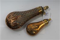 Lot 914 - Victorian copper pistol flask with shell...