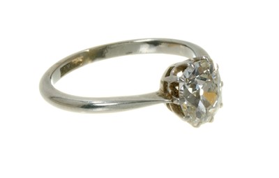Lot 471 - Antique diamond single stone ring with an old cut cushion-shape diamond