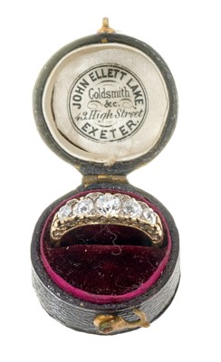 Lot 472 - Victorian diamond five stone ring, dated 1888