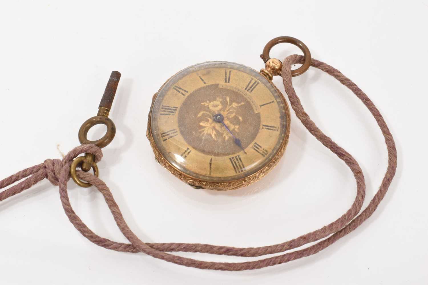 Lot 719 - 19th century gold cased fob watch