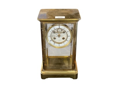 Lot 2469 - 19th century French four-glass clock in brass case