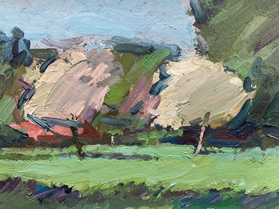 Lot 1067 - *Peter Coker (1926-2004) oil on board - 'Varengeville', initialled lower right, titled verso and further signed and dated '89, 18cm x 56cm, framed, overall size 35cm x 73cm. Provenance: p...