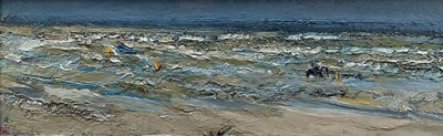 Lot 1068 - *Peter Coker (1926-2004) oil on board - 'Quiberville', initialled lower left, titled verso and further signed and dated 1989, 18cm x 56cm, framed, overall size 35cm x 73cm. Provenance: pu...
