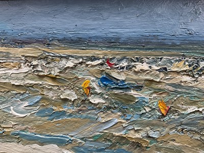 Lot 1068 - *Peter Coker (1926-2004) oil on board - 'Quiberville', initialled lower left, titled verso and further signed and dated 1989, 18cm x 56cm, framed, overall size 35cm x 73cm. Provenance: pu...