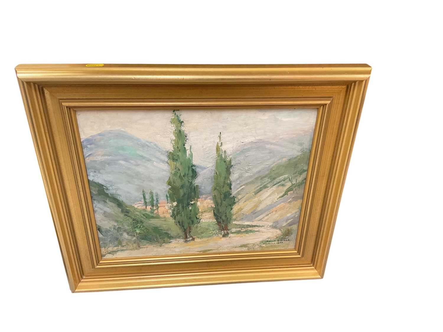 Lot 572 - Jeanne Boille oil on board study 'L'allee de Cypres', signed and dated 1935.