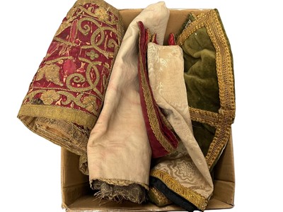Lot 2080 - Antique Ecclesiastical cloths and some old silk velvet pieces of various sizes.