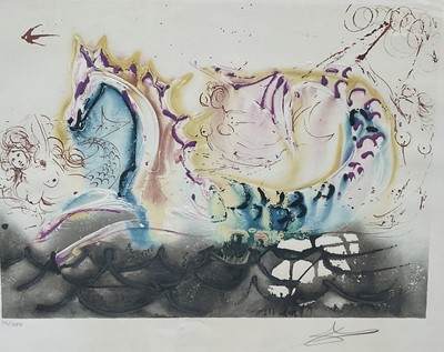 Lot 1436 - *Salvador Dali (1904-1989) signed embossed lithograph - "Le Cheval Marin", 1972, numbered 36/250, 50cm x 65cm, in glazed frame