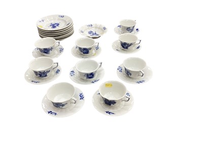 Lot 965 - Royal Copenhagen blue and white teacups and saucers with plates, and large bowl and smaller bowl (9ppl)