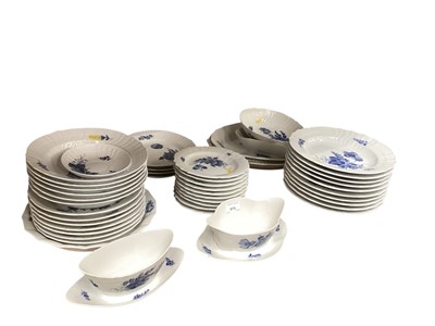 Lot 975 - Royal Copenhagen blue and white (textured) dinner service , plates, side plates, bowls dinner plates, four serving dishes and gravy boat