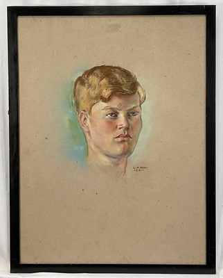 Lot 115 - Lalit Mohan Sen (Indian, 1898-1954) pastel portrait of a young man, signed and dated 1941, 63cm x 47cm, in glazed frame