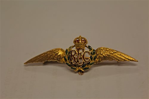 Lot 725 - Fine yellow metal and enamel R.F.C. (Royal
