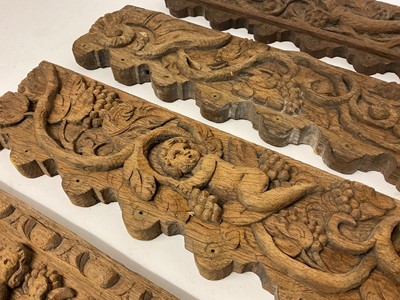 Lot 777 - Three carved oak panels, possibly 16th century, with two smaller panels