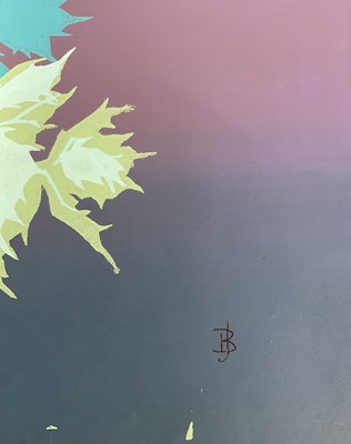 Lot 185 - Joy Barnes (1912-?) signed silkscreen print - "Sea Holly", initialled in pencil, artists label verso, 45cm x 40.5cm, unframed