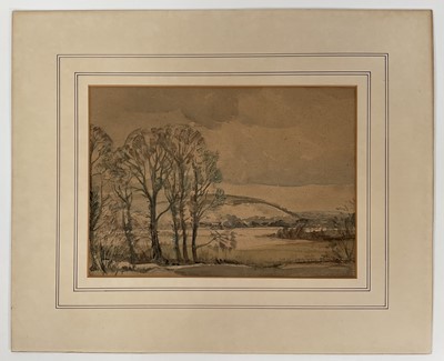 Lot 174 - Reg Gammon (1894-1997) watercolour on oatmeal paper - Goodwood landscape, inscribed verso, 27cm x 37cm, mounted