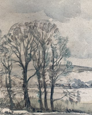 Lot 174 - Reg Gammon (1894-1997) watercolour on oatmeal paper - Goodwood landscape, inscribed verso, 27cm x 37cm, mounted