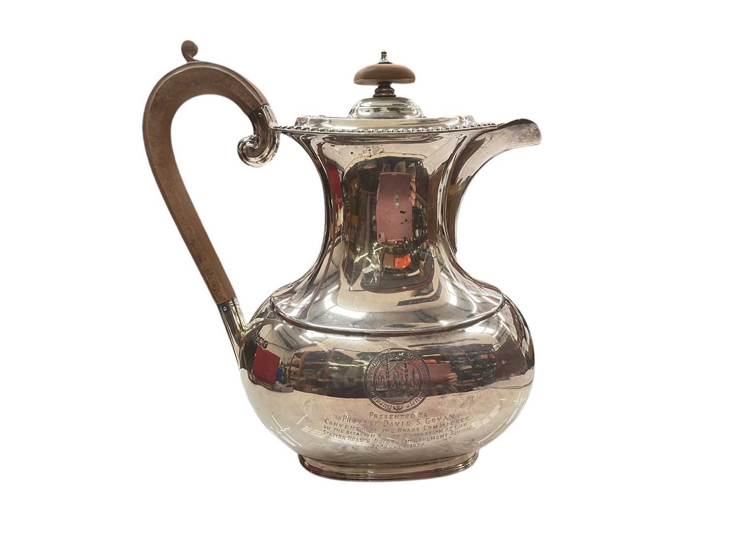 Lot 1159 - 1930s silver coffee pot