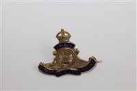 Lot 653 - Gold (9ct) and enamel Royal Artillery...