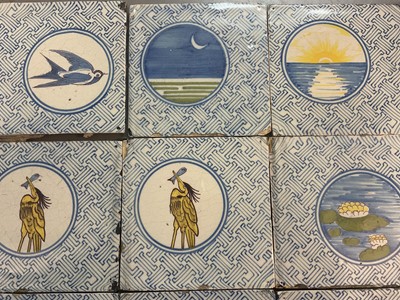 Lot 19 - Collection of twelve 19th century glazed tiles