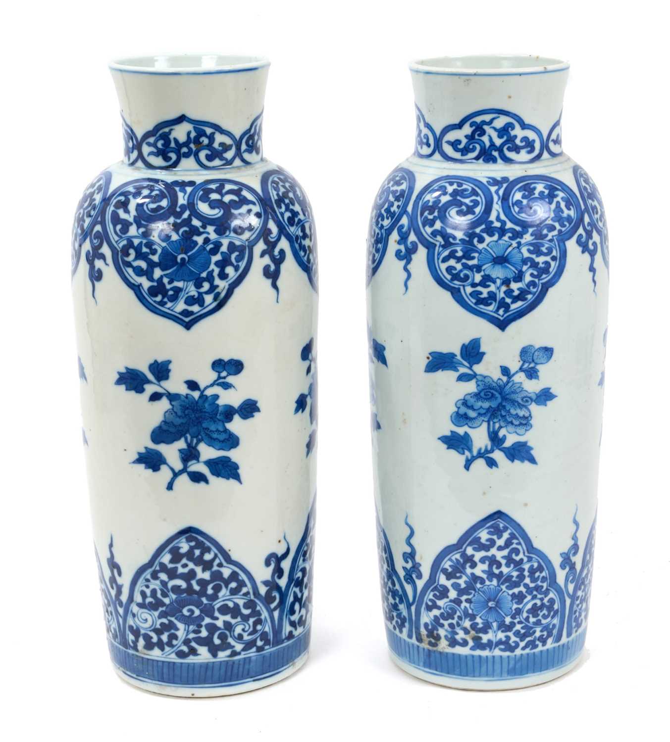 Lot 35 - Pair 19th century Chinese blue and white vases