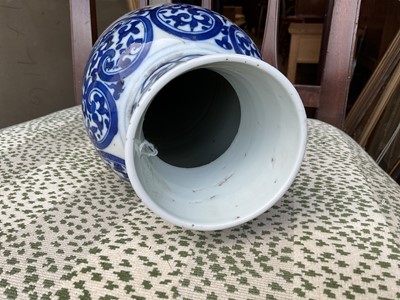 Lot 35 - Pair 19th century Chinese blue and white vases