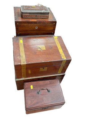 Lot 519 - Group of seven various 19th century boxes including writing slope and work boxes, (7).