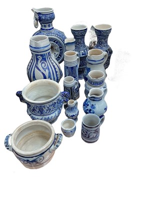 Lot 521 - Collection German Westerwald type salt glazed pottery.