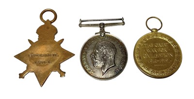 Lot 35 - First World War 1914 - 15 Star trio comprising 1914 - 15 Star named to Lieut. G. Birkett. L. Pool. R., War and Victory medals named to Capt. G. Birkett.