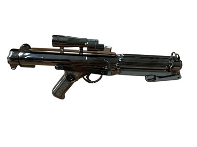 Lot 15 - Star Wars Master Replica Episode IV: A New Hope small scaled Stormtrooper Blaster & Episode V:The Empire Strikes Back Han Solo Blaster, both in display cases