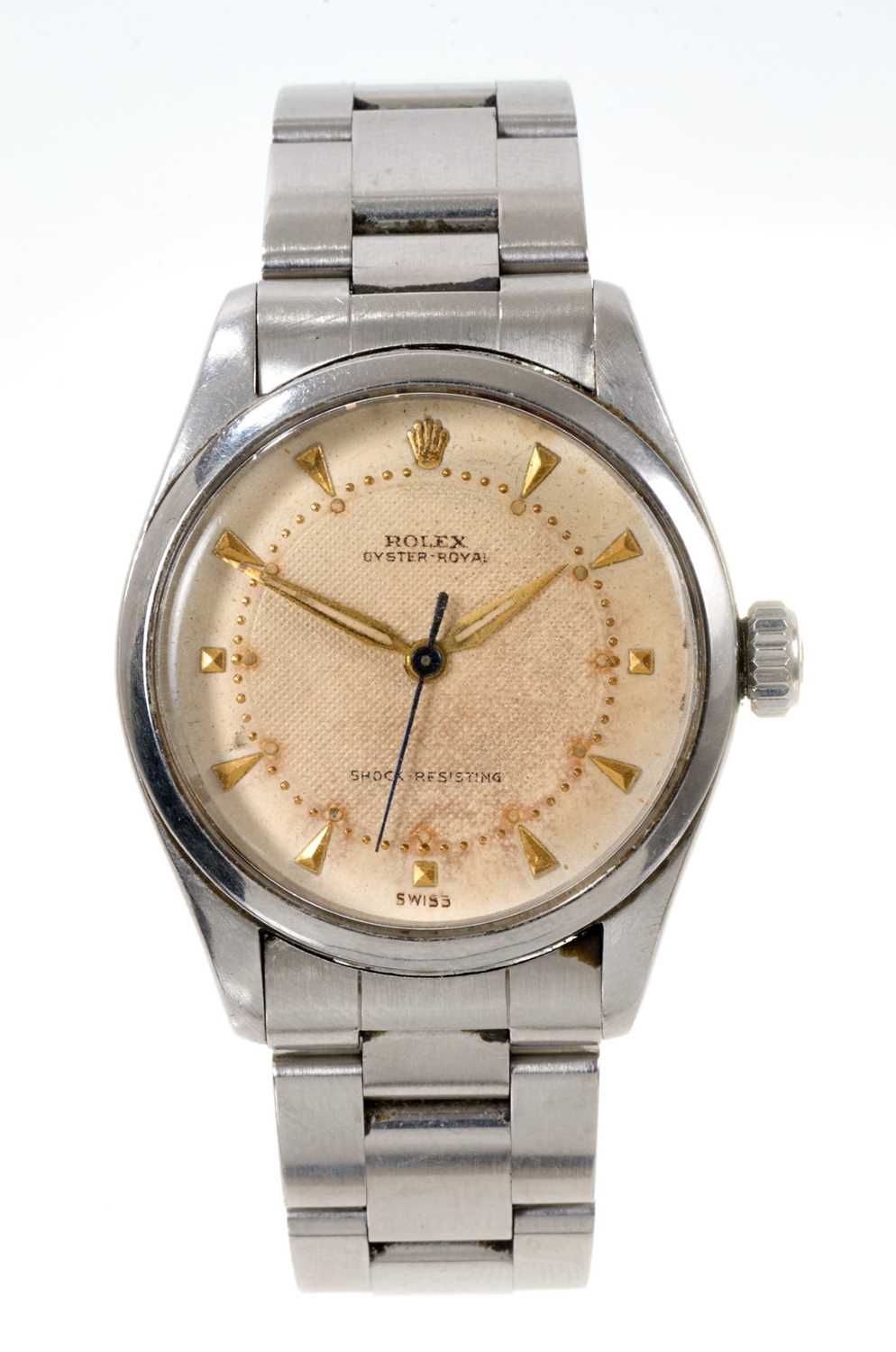 Lot 688 - 1950s Rolex Oyster Royal stainless steel wristwatch, purchased new in 1955, with the original receipt