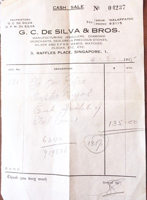 Lot 688 - 1950s Rolex Oyster Royal stainless steel wristwatch, purchased new in 1955, with the original receipt
