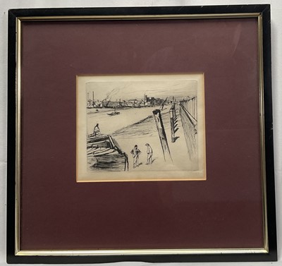 Lot 1437 - James Abbot McNeil Whistler (1834-1903) etching - Millbank, 12cm x 14cm, in glazed frame