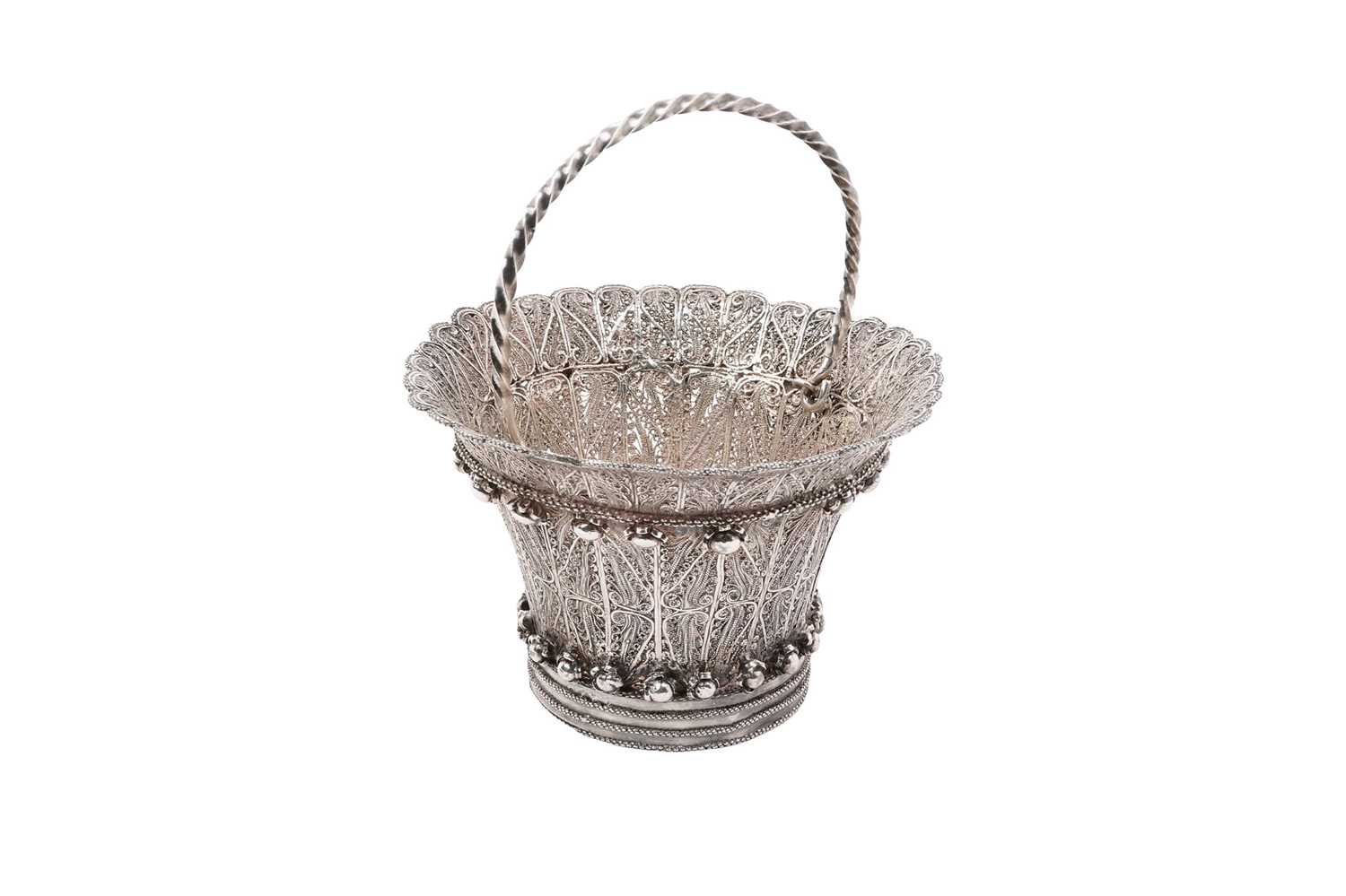 Lot 295 - 19th century Indian white metal filigree basket