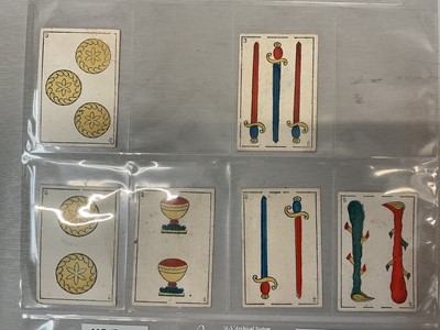 Lot 913 - Deck of 40 Spanish 'Cavalry Pattern' playing cards, circa 1840