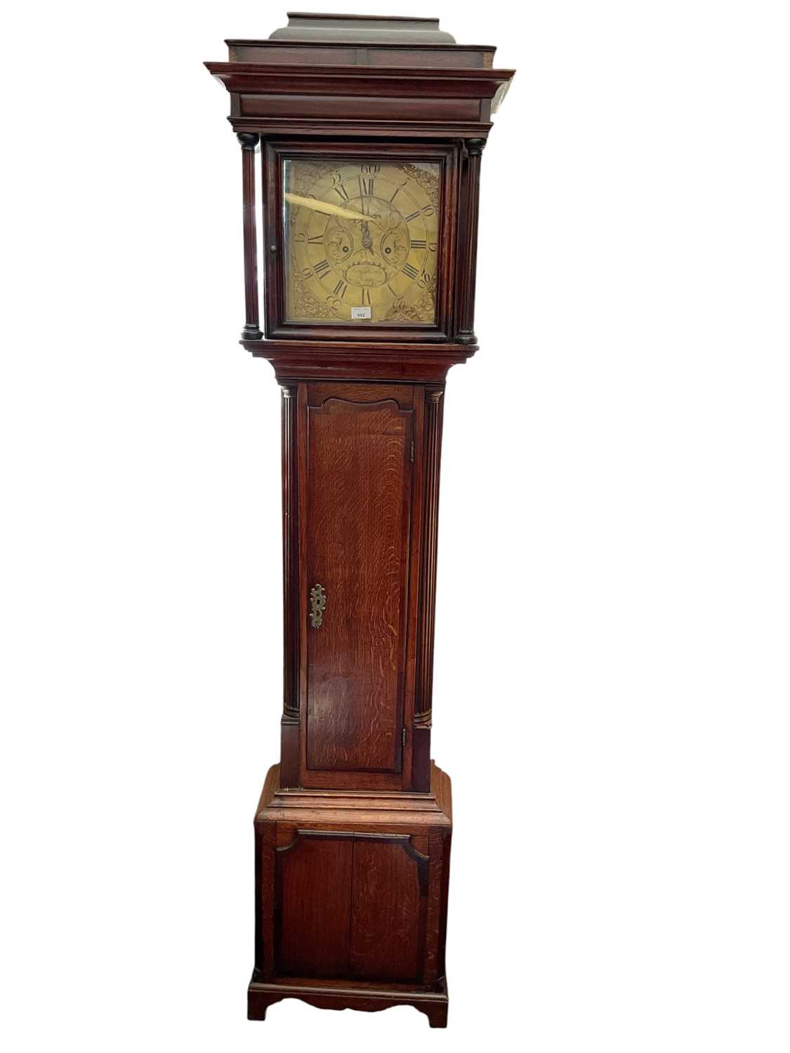 Lot 602 - George II oak and mahogany longcase clock, by Sam Harley, Salop
