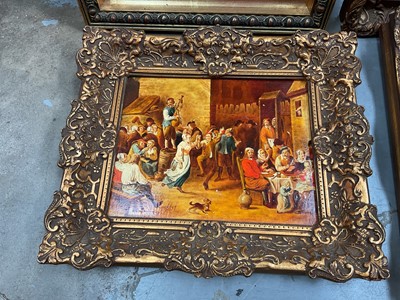 Lot 55 - Group of four gilt framed pictures, including oils